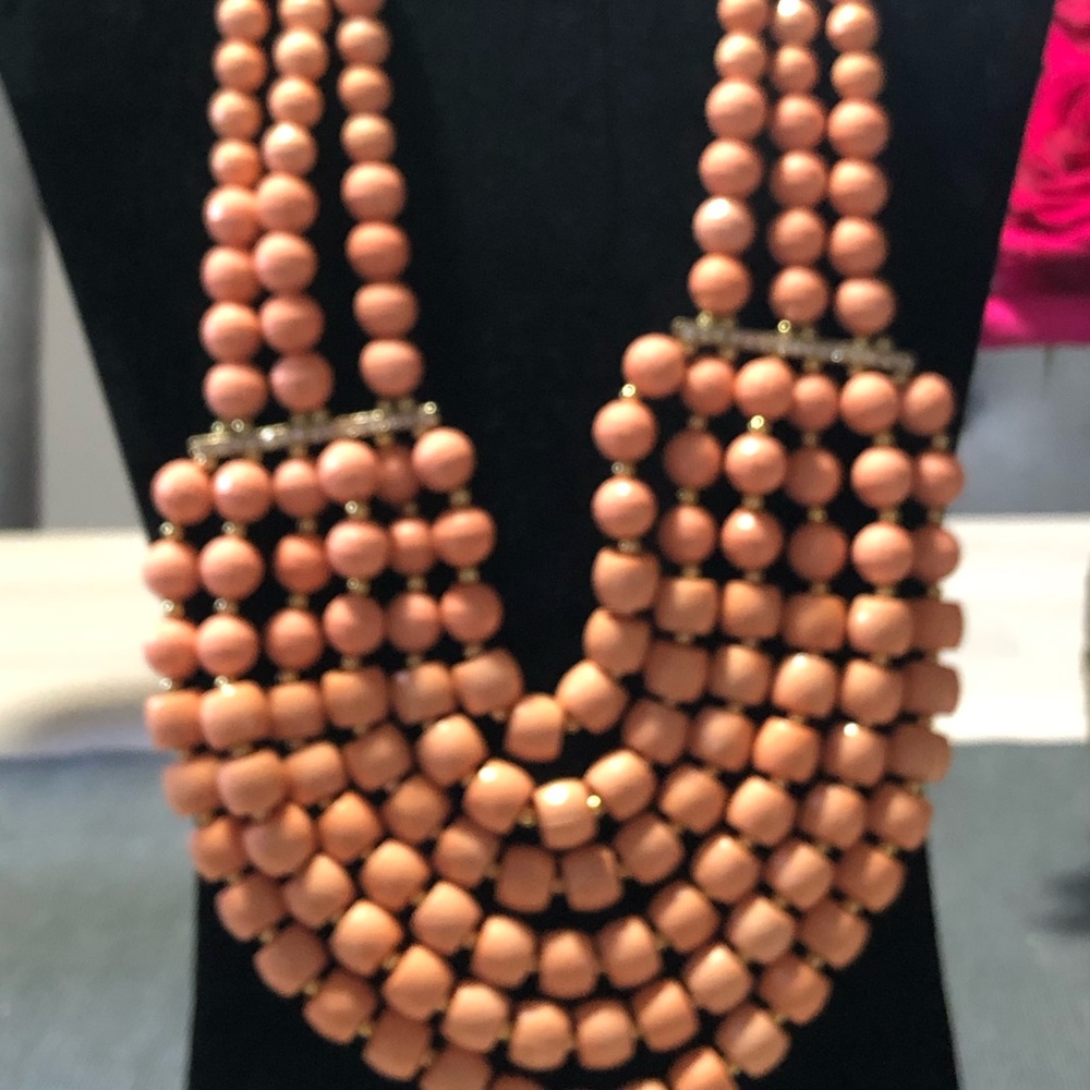 Peach bead layered statement necklace